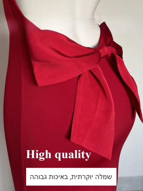 Sleeveless Evening Dress with Big Bow Backless for Gala and Wedding Guest